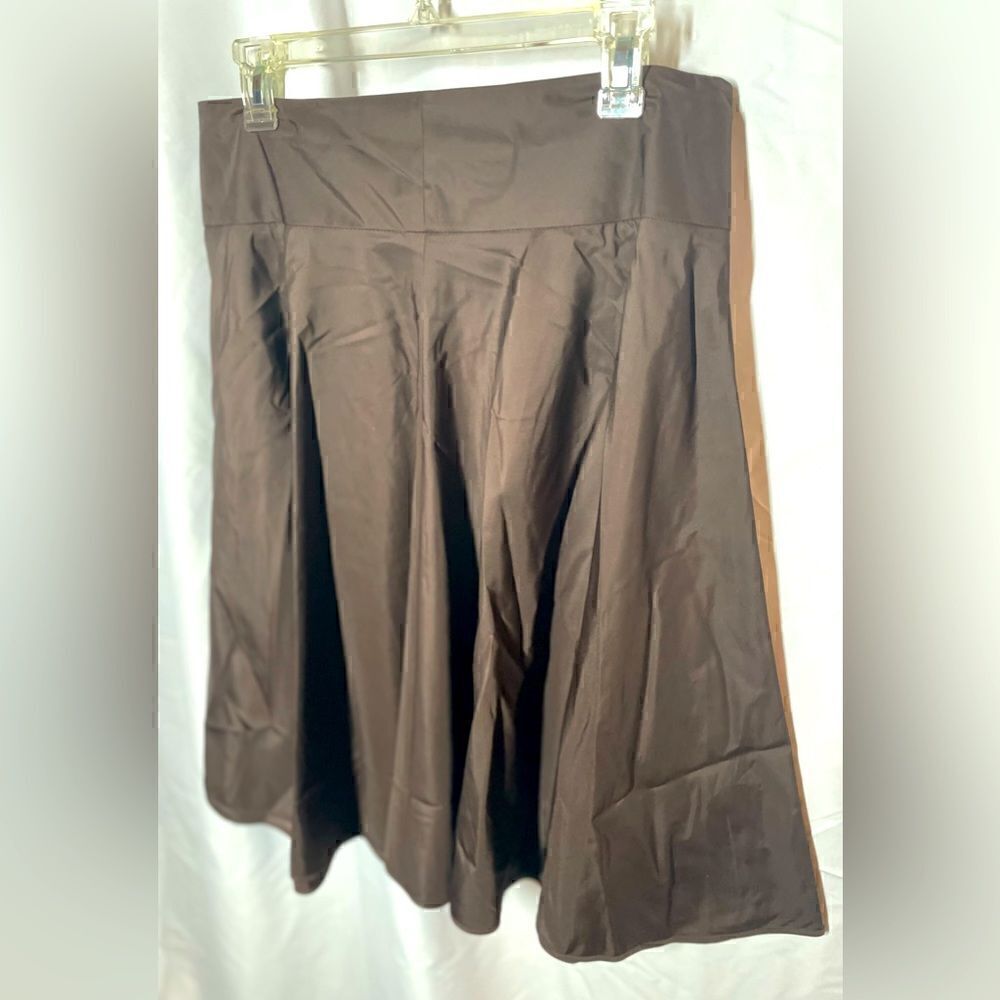 Shiny Dark Brown Full Flare Skirt Isaac Mizrahi for Target Size 8 EPC
